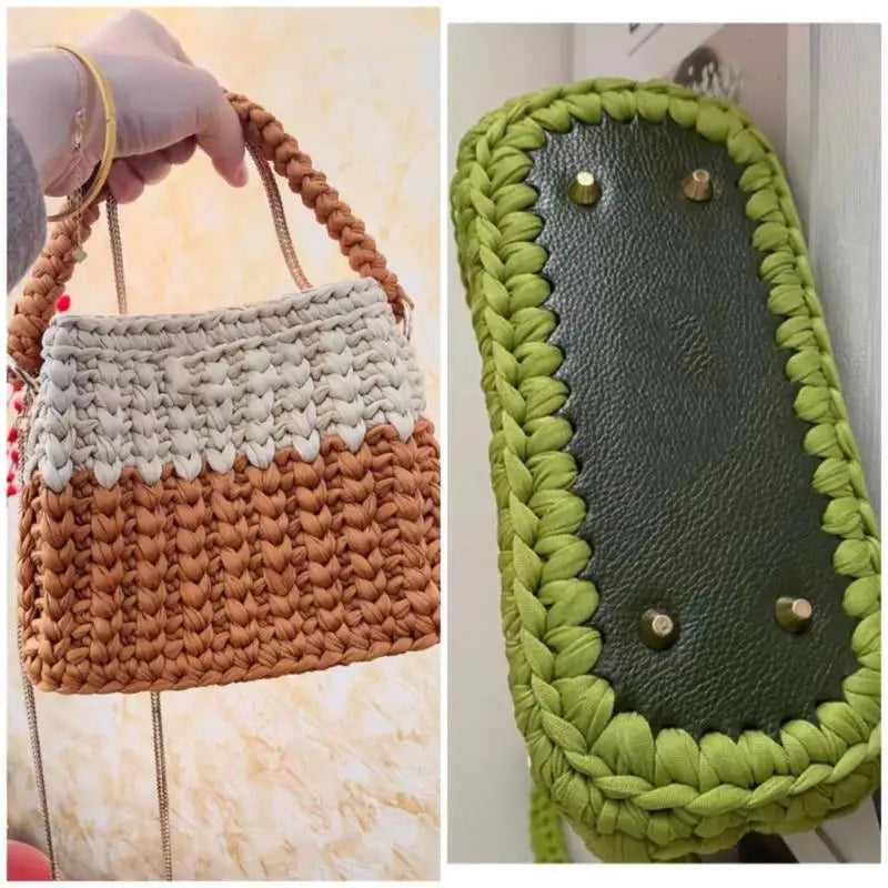 Handmade Rectangular 28 * 10cm Bottom For Knitted Bag PU Leather Pad Handcraft Bag Base With Holes DIY Crochet Bag Bottom Oasis Select