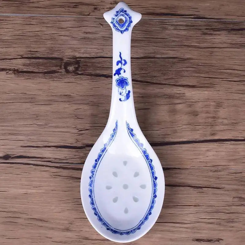 Ceramic Rice Spoon Blue And White Porcelain, Large Size Rice Noodles Spoon Kitchen Tablewear Oasis Select Camellia