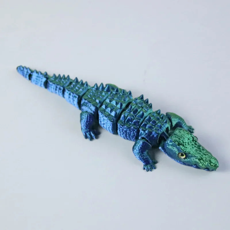 3D Printed Movable Crocodile Model Articulated Rotatable Decoration Funny Office Home Desktop Decor Craft Gift for Adults Oasis Select blue