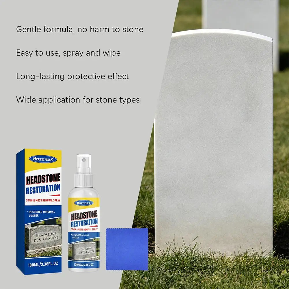 Headstone Restoration Cleaner Spray – Moss & Stain Remover