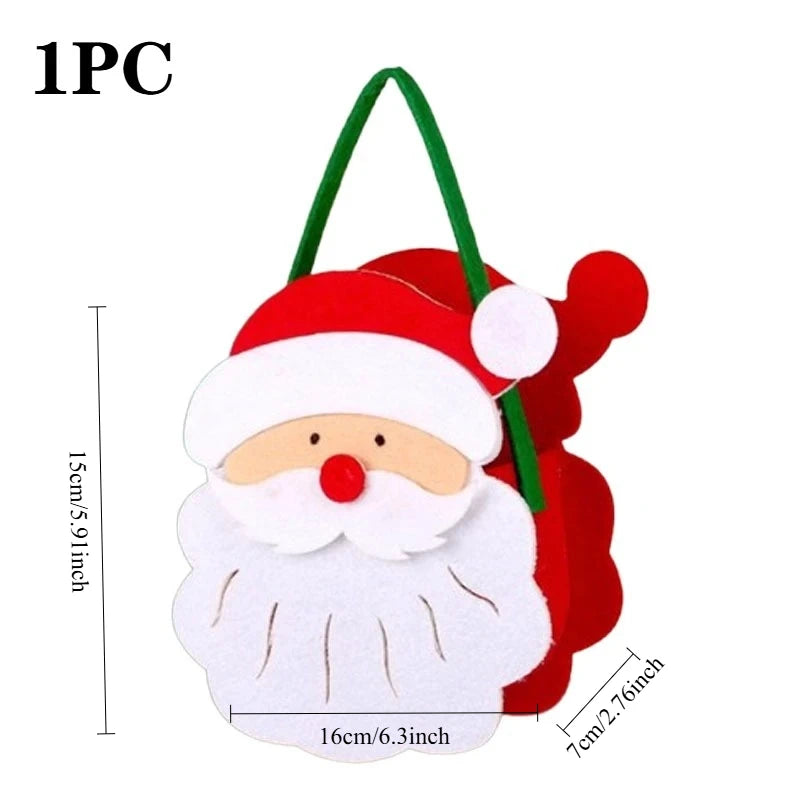 1-10PCS Christmas Felt Candy Bags Apple Pouch Santa Sack Gift Packaging for Kids Holiday Party Xmas Tree Decoration Supplies Oasis Select
