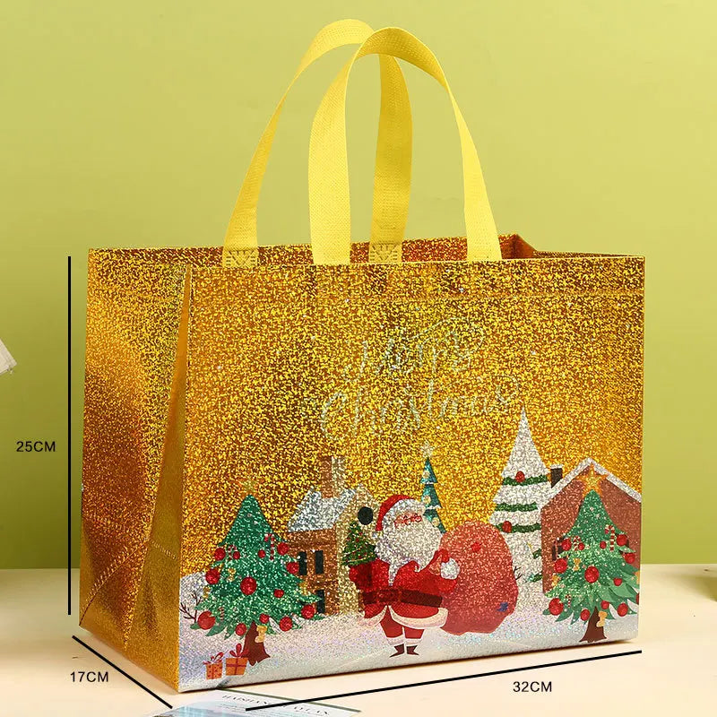 Christmas Non-Woven Tote Gift Bag | Santa & Xmas Tree