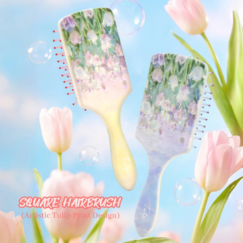Tulip Oil Painting Air Cushion Hairbrush – Anti-Static Detangling