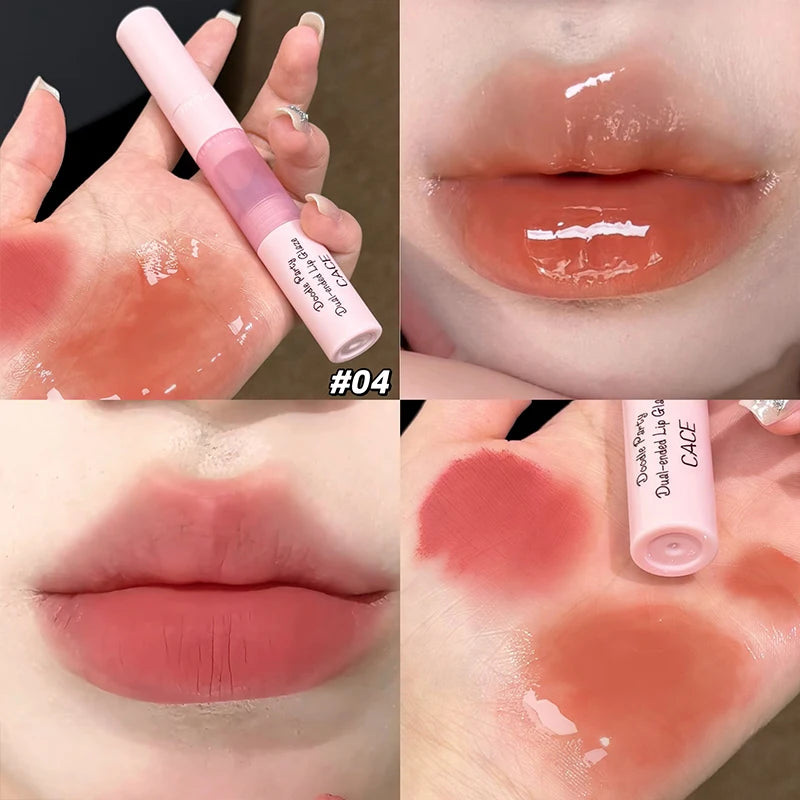 CACE Double Head Lip Glaze Matte Velvet Sexy Red Tint Liquid Lipstick Lasting Makeup Moisturizing Lipgloss For Women Cosmetics Oasis Select 04