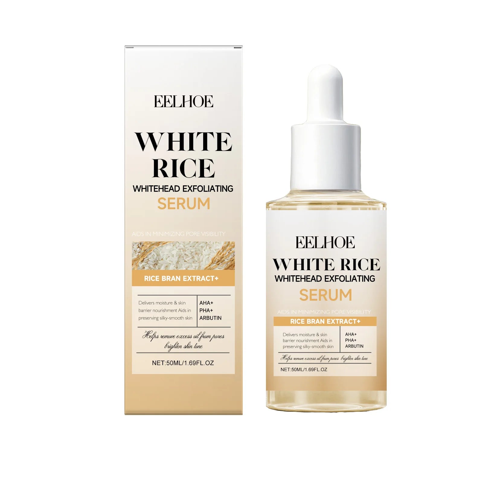 EELHOE Rice Skin Exfoliating Essence Remove Dead Skin Shrink Pores Brighten Skin Tone Reduce Fine Lines Skin Moisturize Essence Oasis Select 50ml Boxed