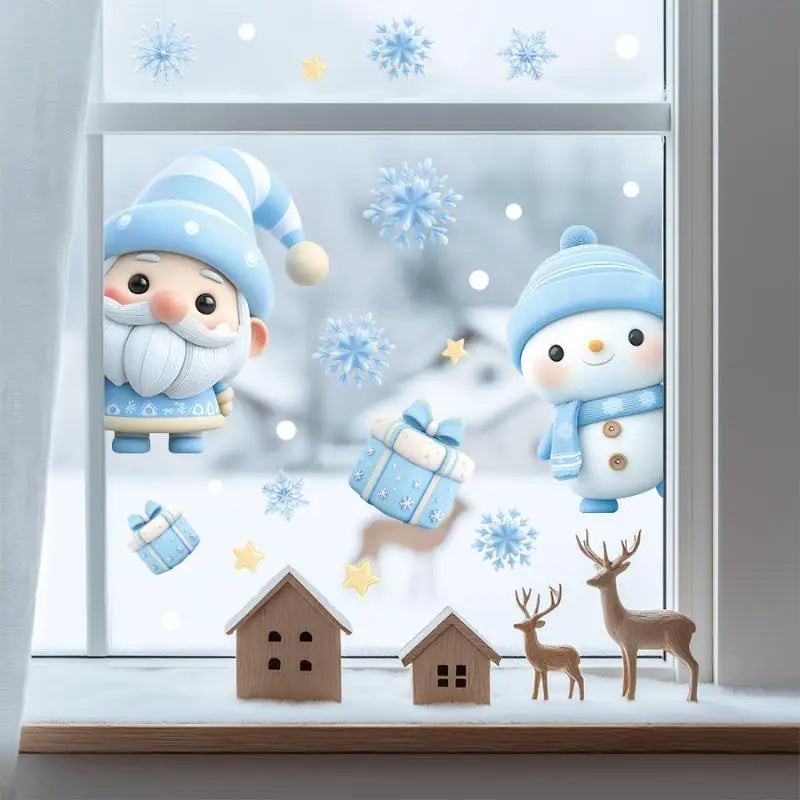 Christmas Window Static Clings – Snowman, Santa & Snowflake