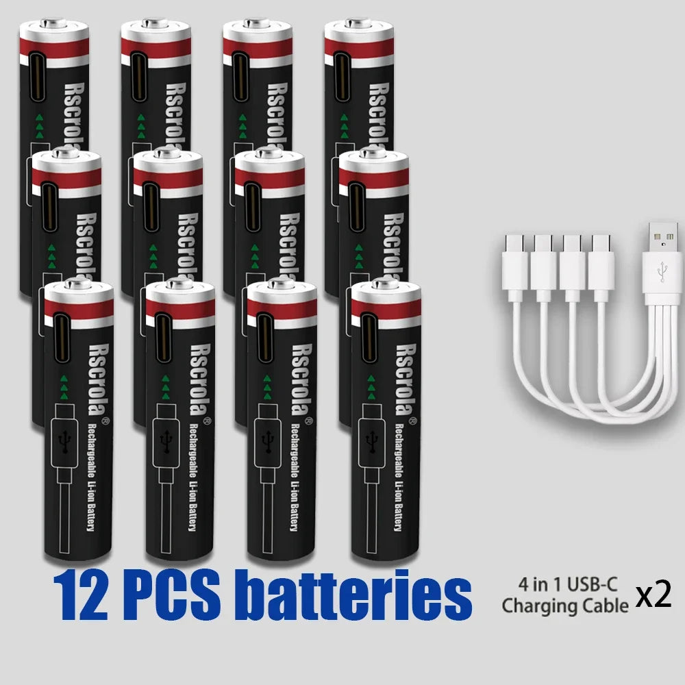 AAA 1.5V 8000mAh Lithium Batteries USB Rechargeable AAA Battery with 4-in-1 USB Cable for Toys Camera Flashlight Oasis Select 12PCS Batteries 1.5V China Mainland