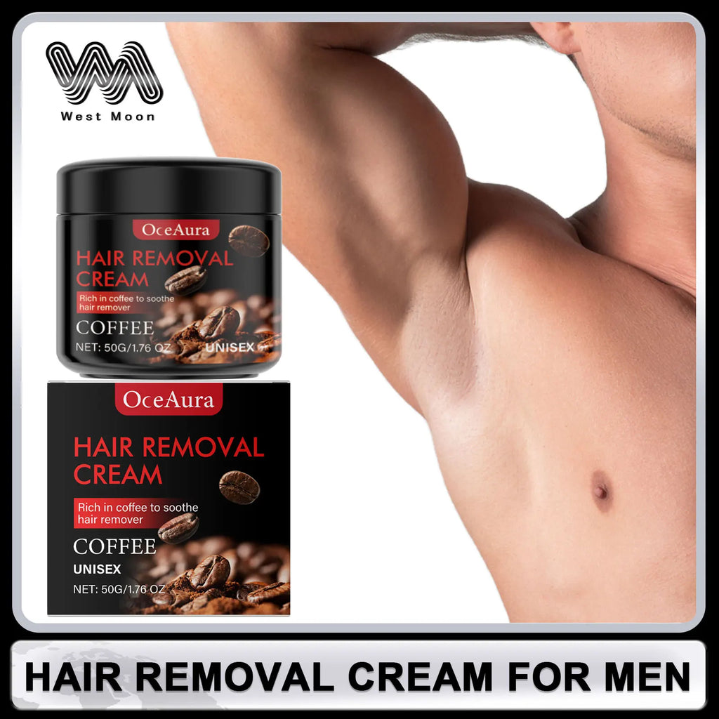 Coffee Hair Removal Cream for Men Underarm Armpit Leg Painless Hair Removal Prevent Regeneration Depilatory Hair Repair Care 50g Oasis Select