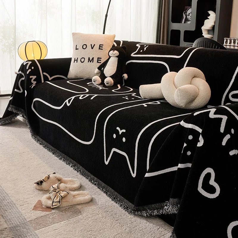Chenier Sofa Cover Fabric All Season Universal Sofa Towel One Piece Anti Cat Scratch Pad Home Textile Creative and Cute Oasis Select 180x180cm B