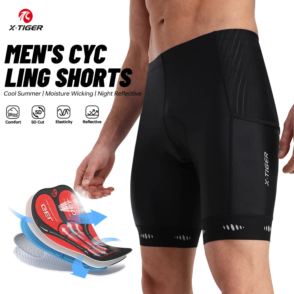 X-TIGER Men Cycling Shorts with Back Pocket 5D Gel Padded Bike Shorts for Men Mountain Road Biking Riding Half Pants Tights Oasis Select