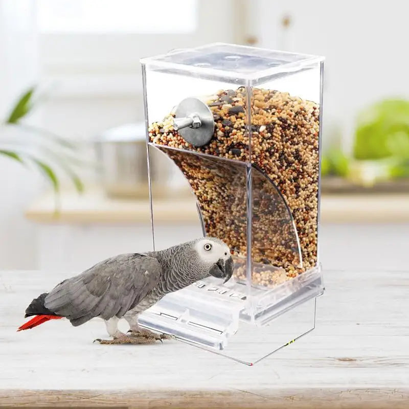 Automatic Parrot Feeder Drinker No messy Bird Feeders Acrylic Seed Food Container Cage Accessories For Small & Medium Parakeets Oasis Select