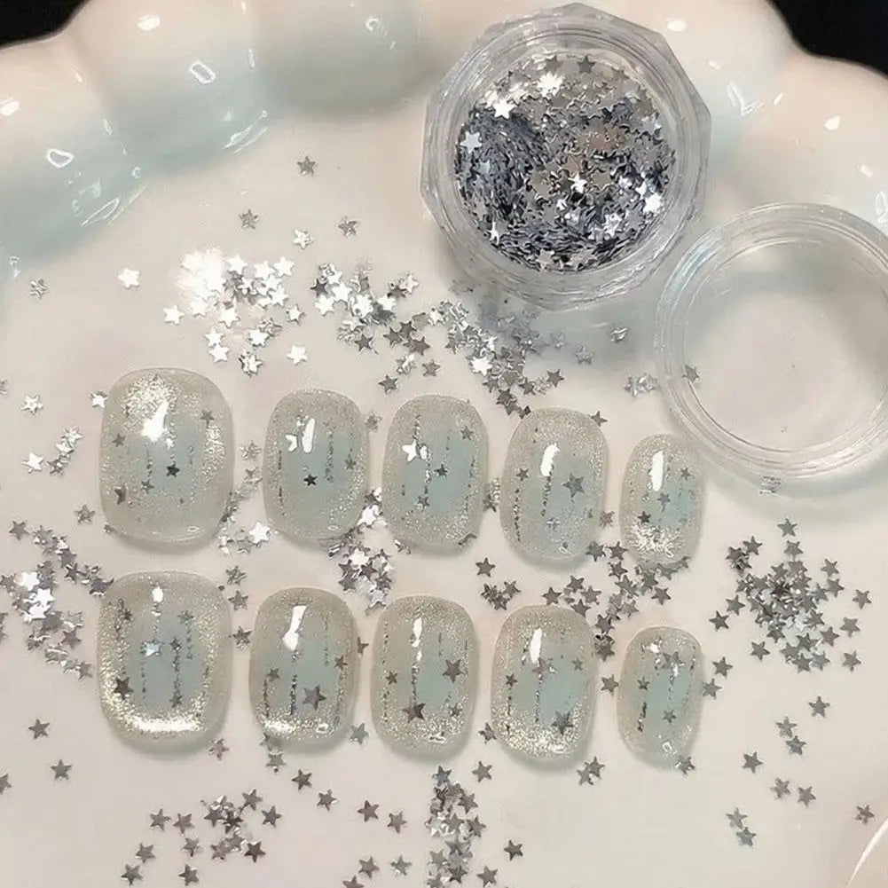 Silver Star Nail Glitter Sequins – Sparkling Flakes for Nail Art Nail Art Glitter Oasis Select