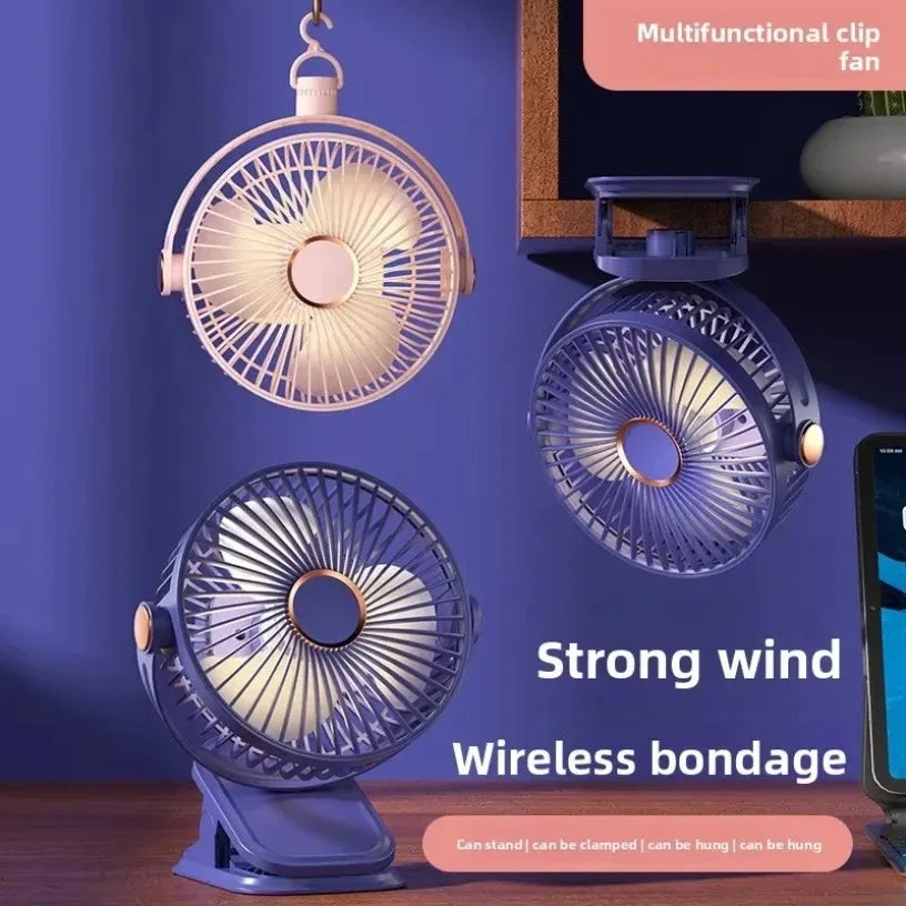 4 in 1 Clip Fan 5 Speeds 3 Night Lights 720° Rotation USB Rechargeable Brushless Motor Ultra Quiet for Home Office Dorm Camping Oasis Select