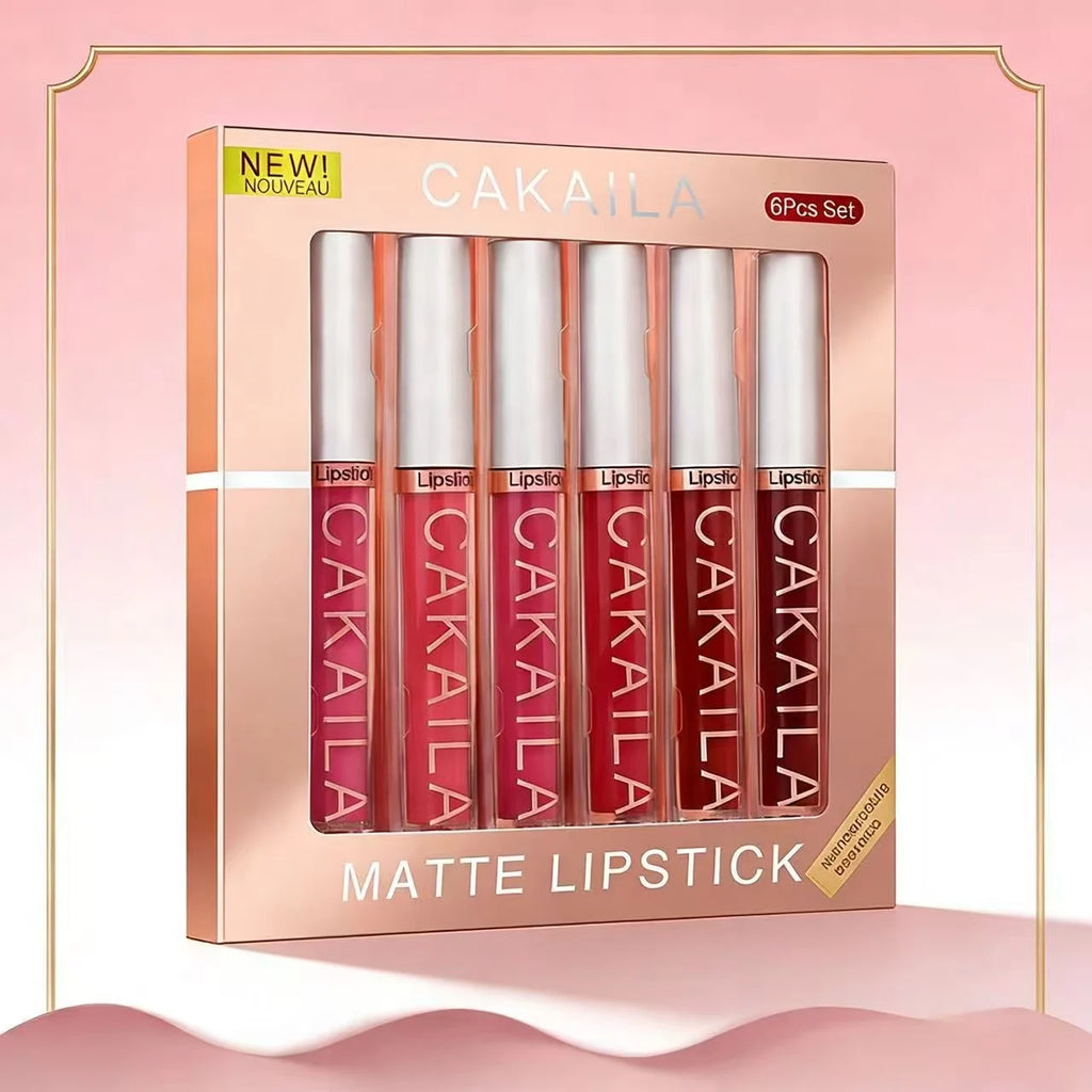 Matte Lip Gloss 6pc/set: Waterproof Lipstick Highly Pigmente Non-Stick Cup, Fiery Red Nude, Y2K Christmas Valentine's Day Gifts Oasis Select