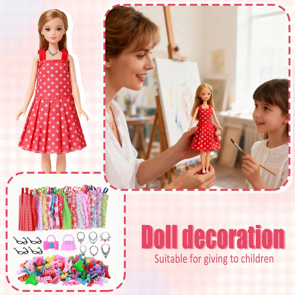 32-Piece Barbie Doll Clothes & Accessories – Dresses, Shoes & More Doll Clothes Set Oasis Select