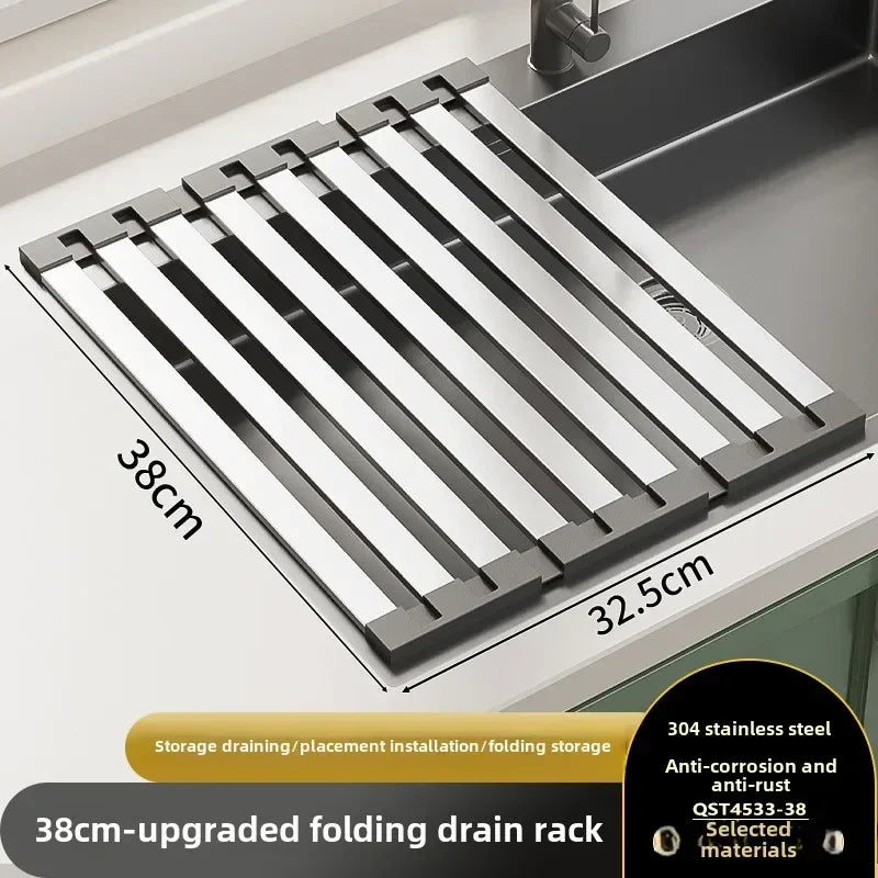 Foldable Over-Sink Dish Drying Rack – 304 Stainless Steel Sink Drying Rack Oasis Select 38x32.5cm 1-tier
