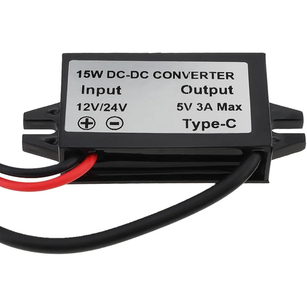 DC/DC 12V/24V To 5V Step Down Converter 3A 15W USB Type-C Interface Waterproof Buck Power Adapter Compatible With Mobile Phone Oasis Select