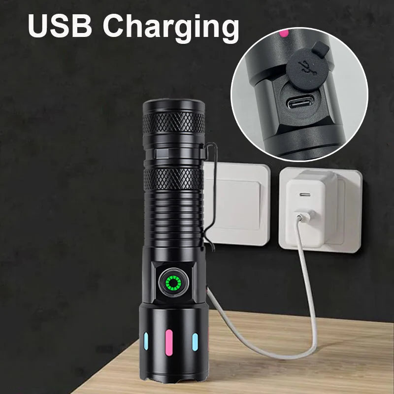 Mikenoon Rechargeable LED Flashlight | Zoomable, 500m Beam