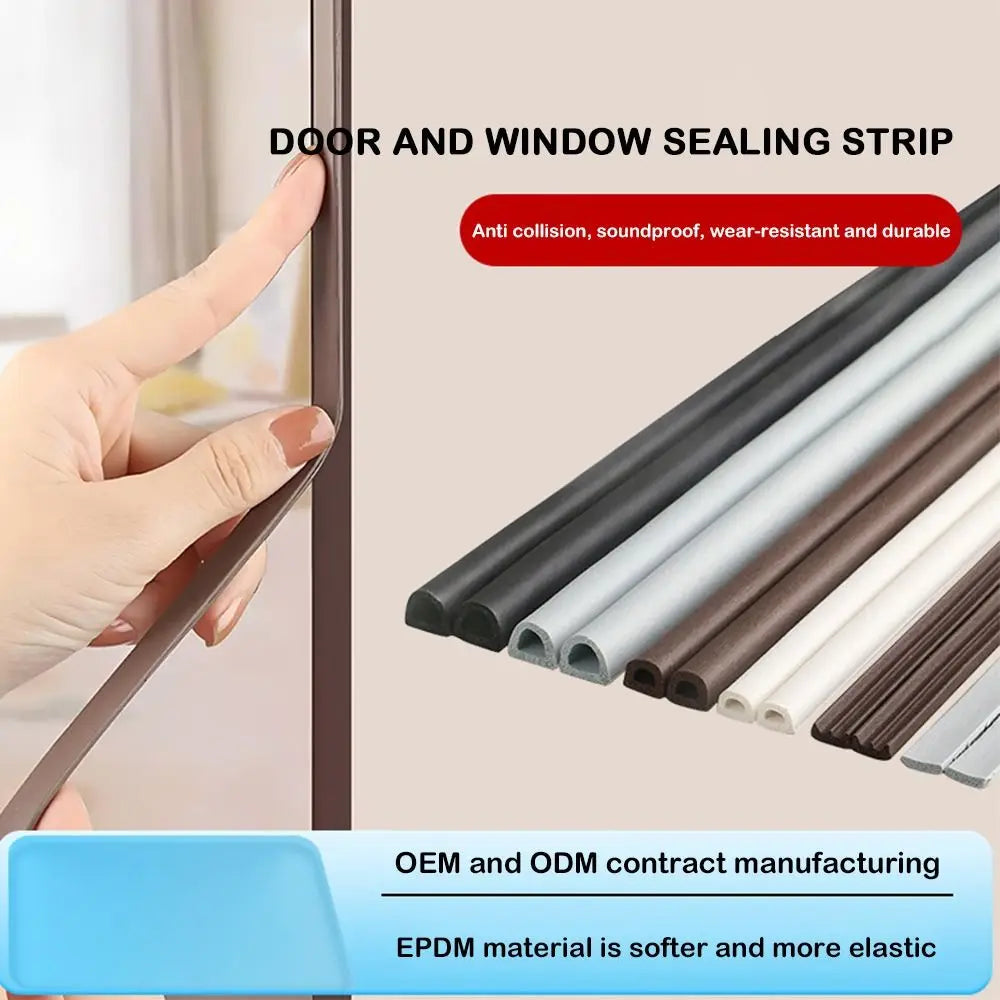 Self Adhesive Weather Stripping Door Seal Strip EPDM Soundproof Weather Stripping Windproof 6Meters Weatherstrip for Window Oasis Select