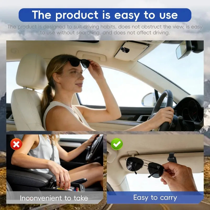 Car Sun Visor Sunglasses Clip Holder Universal Stable Glasses Hanger Card Ticket Organizer Interior Storage Clip Car Accessories Oasis Select