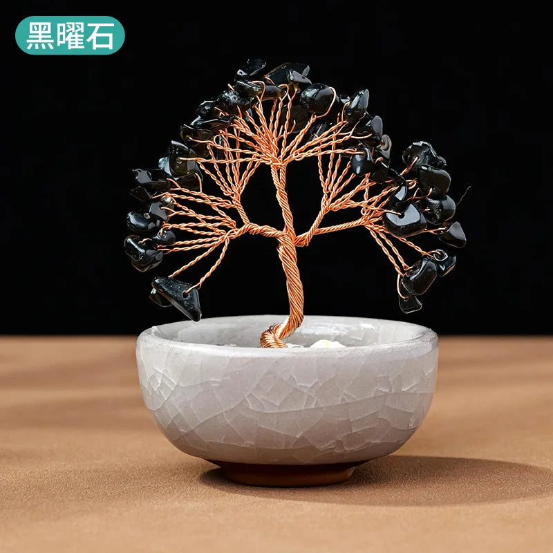 Treasure Basin Crystal Wealth Tree Tea Cup Base Crystal Tree Creative Crystal Decoration Home Decoration Accessories Oasis Select N