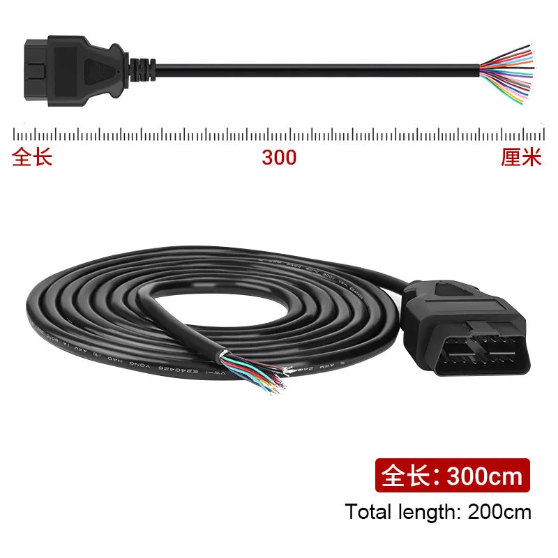 3/2/1.5/0.3 Meters OBD2 OBD II Car Extension Cable Connectors 16PIN Male To Female Connector For Auto ELM327 Connector Interface Oasis Select 3M OBD2 20mm