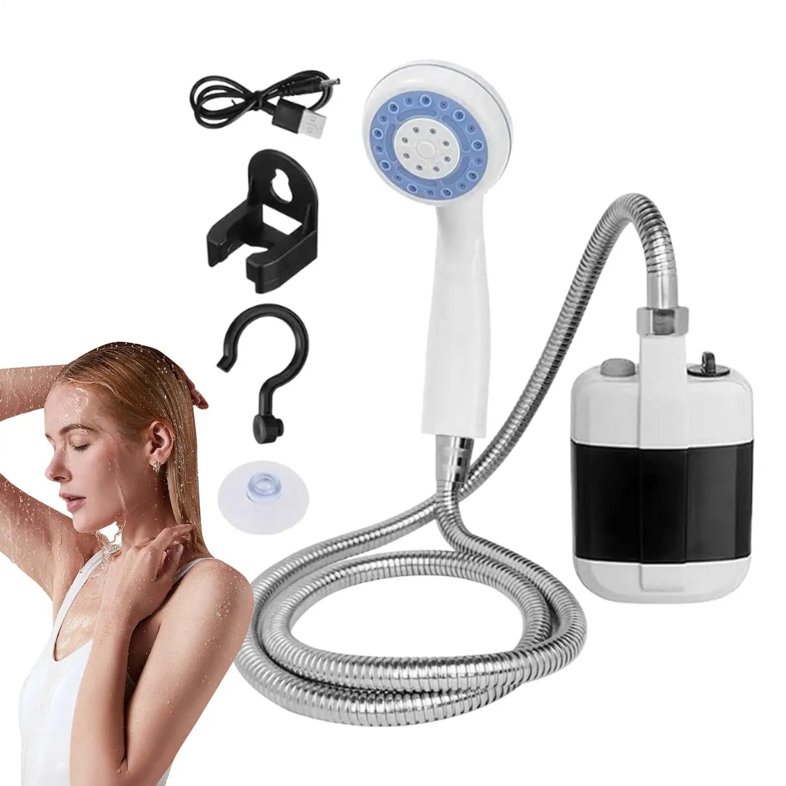 Camping Shower Rechargeable Outdoor Shower Handheld Rechargeable Pet Washing Device for Travel Hiking Beach Showering Equipment Oasis Select