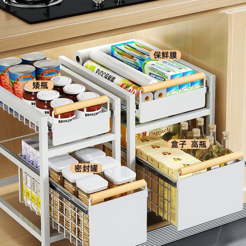 Installation-free kitchen sink rack, countertop cabinet, layered seasoning storage rack, pool under pumping storage rack Oasis Select