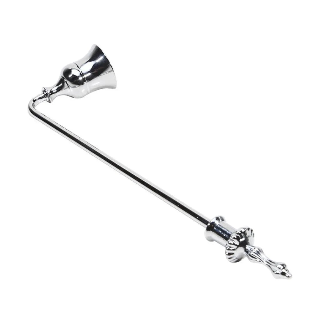 Elegant Bell Shaped Candle Wick Trimmer Long Handle Turn Off Extinguisher Flame Snuffer Wick Cover Home Oasis Select Long Handle Silvery