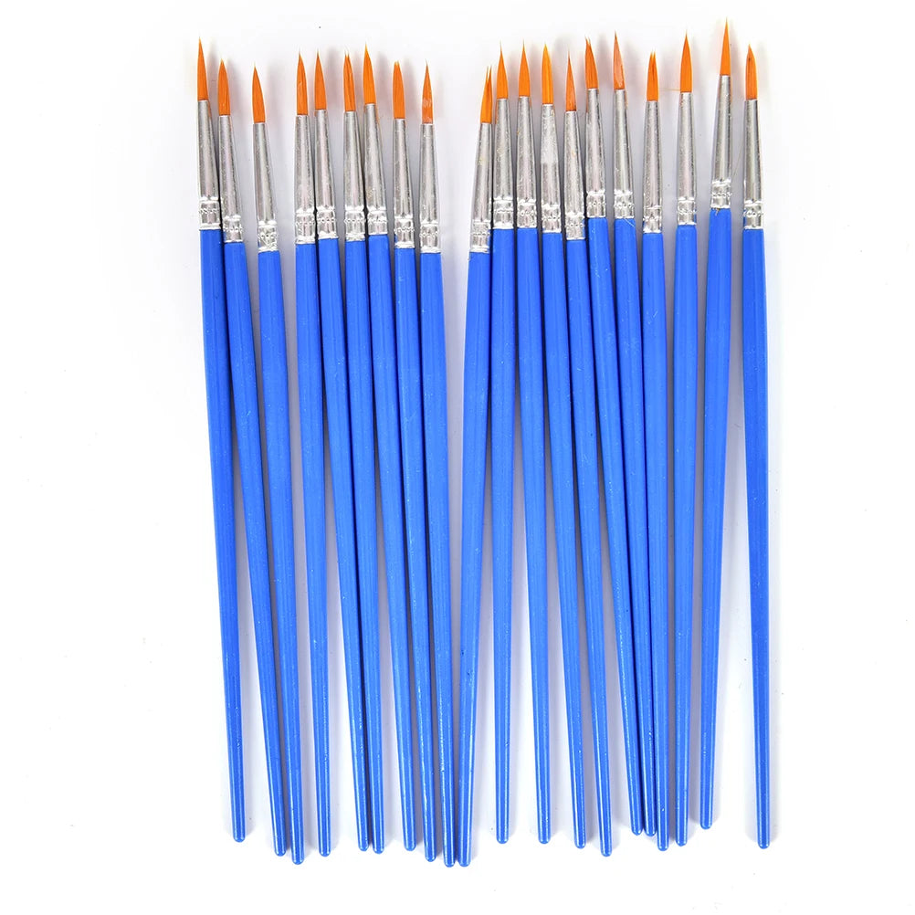 10*Painting Brushes Set Art Round Flat Hair Nylon Hair Paint Brush for Oil Acrylic Watercolor Kids/Artists/Beginners/Students Oasis Select 10pcs