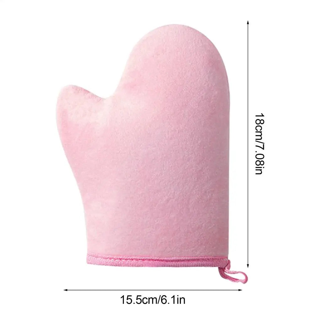 Self-Tanning Glove Tanning Body Lotion Mitt Reusable Machine Washable Applicator with Thumb Soft Tool Double-Sided Applicator Oasis Select Pink