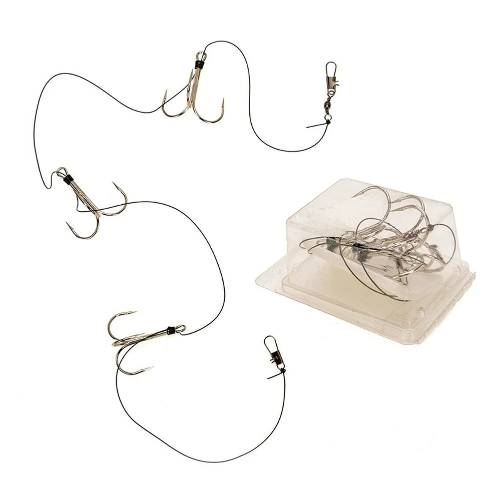 3 Pack Treble Hook Rig With Barbed Points For Saltwater Fishing Boat Trolling Marine Terminal Tackle Accessories Oasis Select