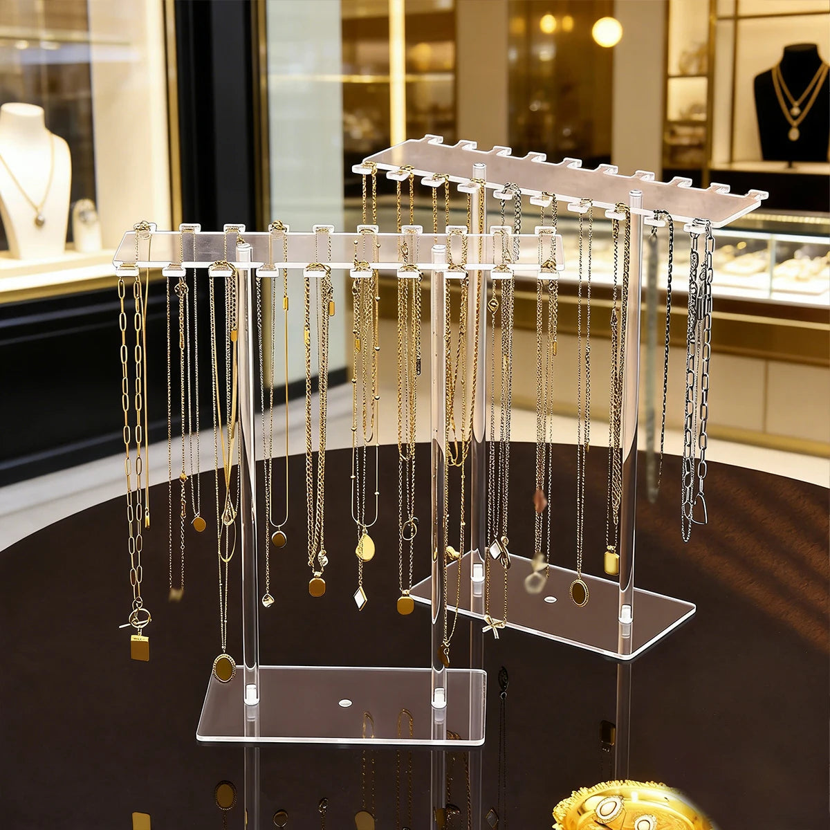 1pc Transparent Acrylic Desktop Necklace Display Rack, Dressing Table, Jewelry Organizer, Multifunctional Counter Display Props Oasis Select