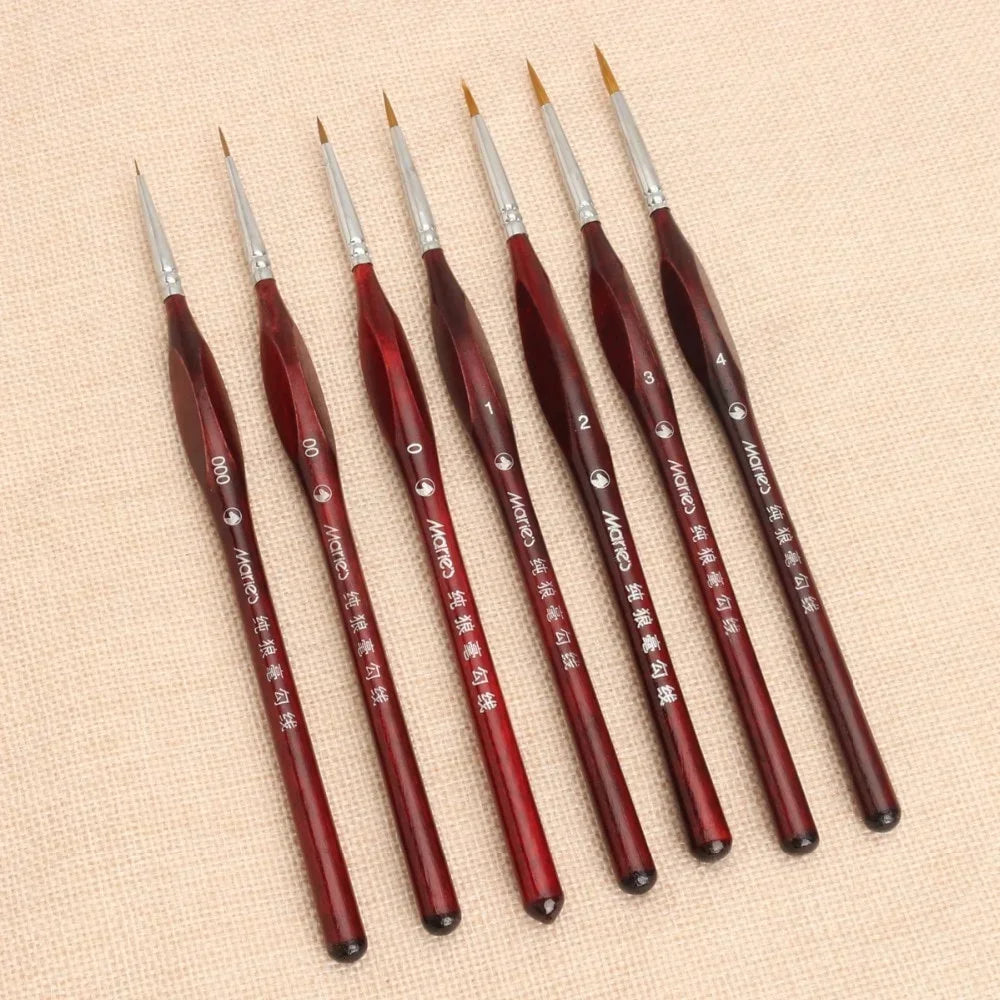 7Pcs Paint Brush Set Professional Sable Hair Art Nail Painting Drawing Pen Oasis Select