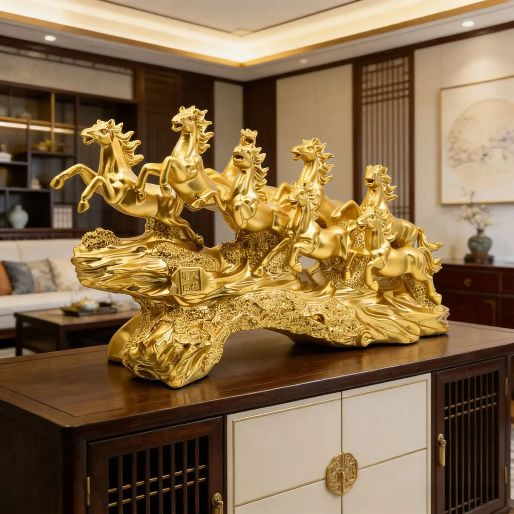 New Year Horse Resin Ornament 8 Horse Take in Money Desktop Decoration Handicrafts Lucky Living Room Home Decoration Oasis Select