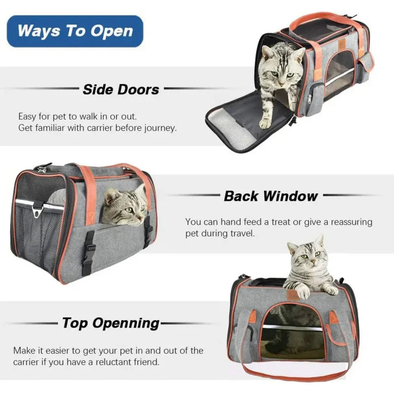 Cat Dog Carrier Airline Approved Soft Sided Pet Travel Bag, Car Seat Safe Carrie Oasis Select
