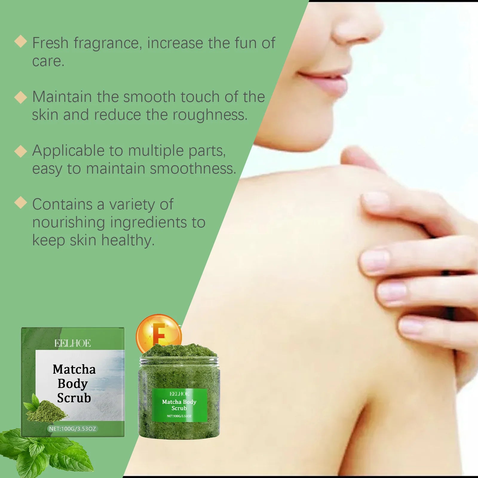 Eelhoe Matcha Sea Salt Body Scrub – Exfoliate & Brighten Skin Body Exfoliating Scrub Oasis Select