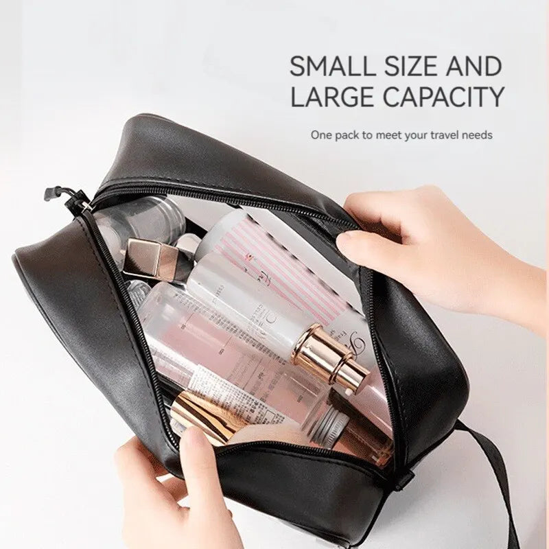 PU Waterproof Cosmetic Bag Portable Large Capacity Transparent Wash Bag Travel Frosted Cosmetic Organizer Swimming Bag Oasis Select