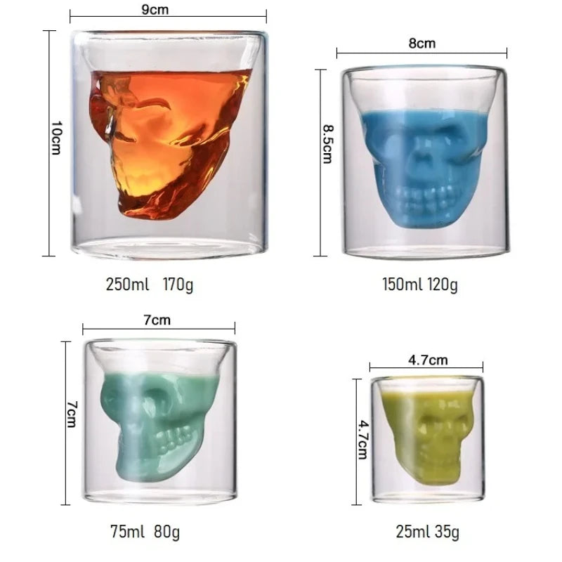 Halloween Novelty Cup Skull Head Shot Glass Fun Creative Designer Crystal Party Wine Cup Transparent Vodka Beer Steins Oasis Select