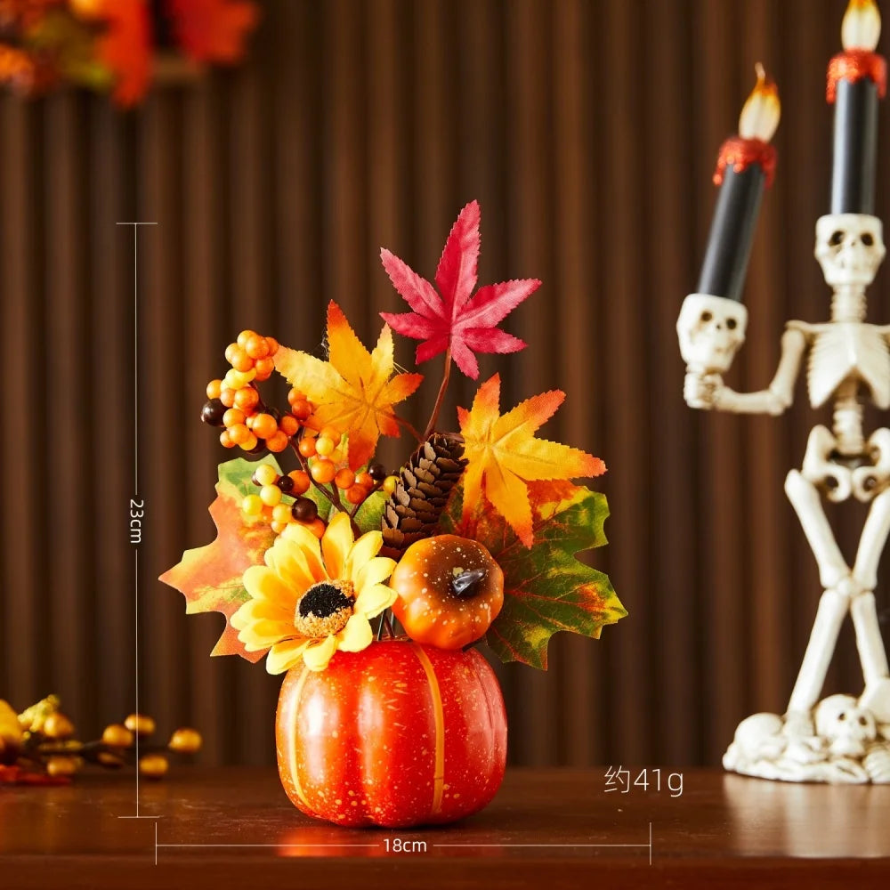 1pc Halloween decorations Pumpkin ornaments Artificial pumpkin maple leavesAutumn Party Harvest Festival Autumn home décor props Oasis Select Style 2