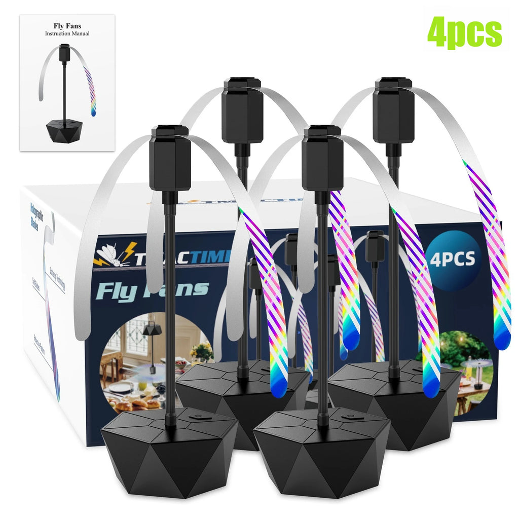 Fly Fans for Table, Soundless Fly Repellent Fan with Soft Blades and Hanging Hook, Handy for Outdoor Use Restaurant BBQ Picnic Oasis Select 4pcs-Black