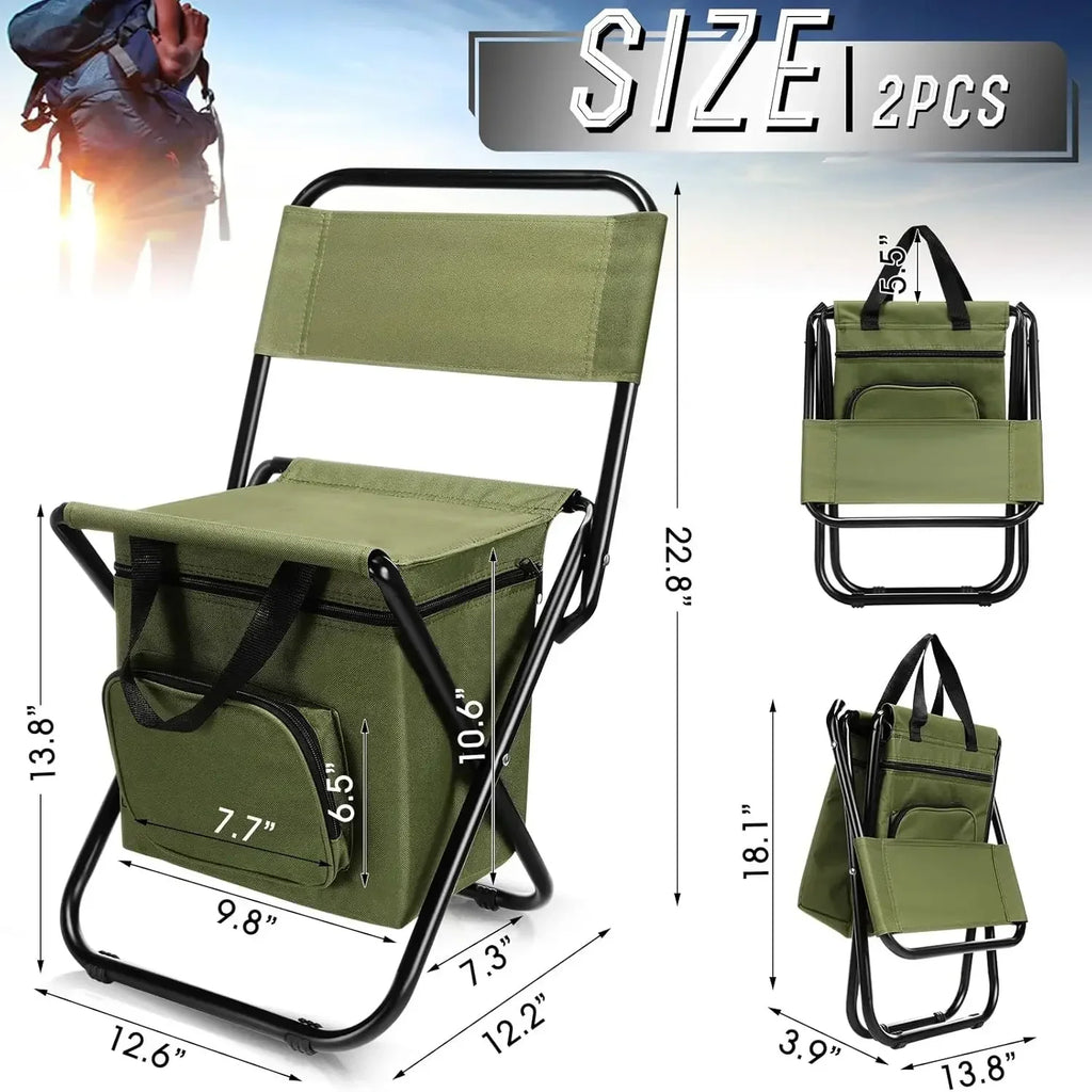 Fishing Stool Detachable Portable Folding Chair Beach Camping Chair with Cooler Bag Backrest Lightweight Outdoor Folding Chair Oasis Select