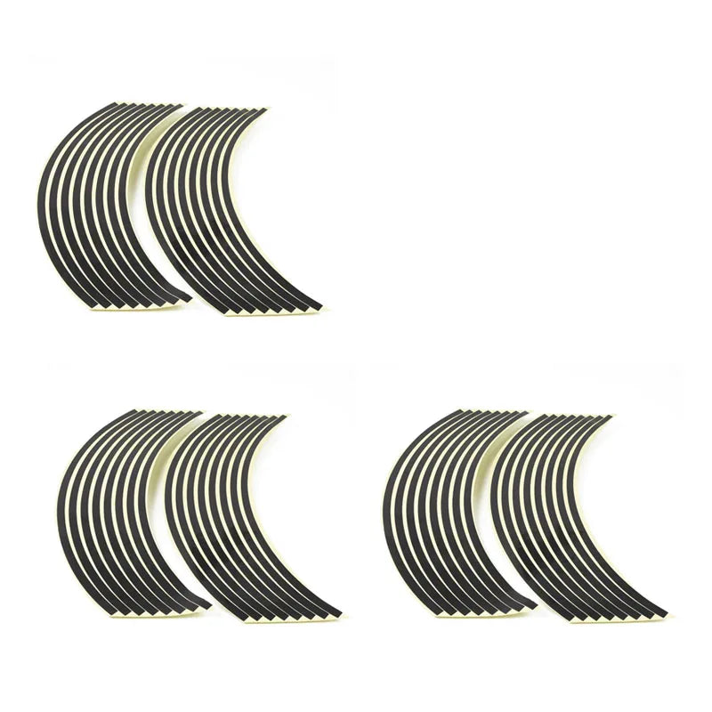 1/2/3set Motorcycle Wheel Sticker 18 Reflective Rim Stripe Tape Car Bicycle Wheel Decoration Universal Sticker For Motorcycle Oasis Select Black-3 set
