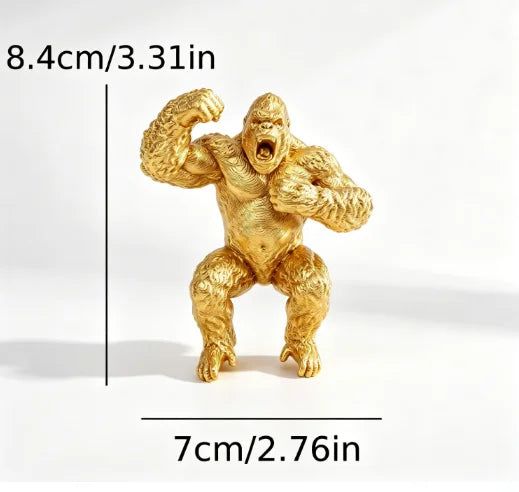 Creative Roar Gorilla Desk Monitor Topper Figurines Statues Ape Cool Desktop Ornaments for Computer Monitor Shelves Office Decor Oasis Select gorilla gold