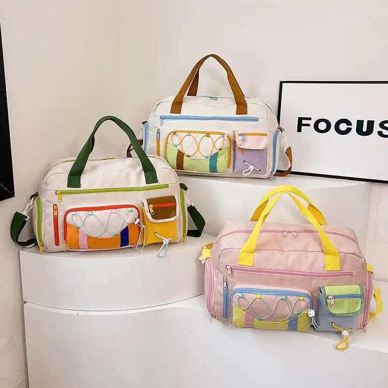 Large Capacity Color Block Tote Bag Fashion Contrast Color Handbag Casual Portable Shopper Bag for Women Daily Use Oasis Select