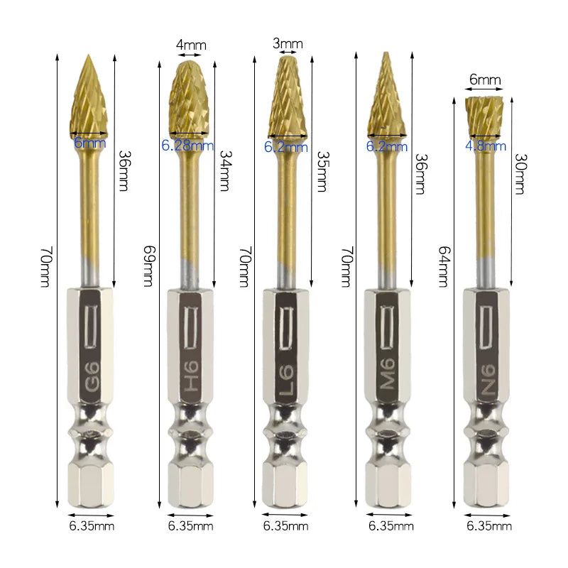 JUSTINLAU 10PCS Hard Alloy Tungsten Steel Grinding Head Rotary File Woodworking Milling Cutter Electric Grinding Polishing Tool Oasis Select