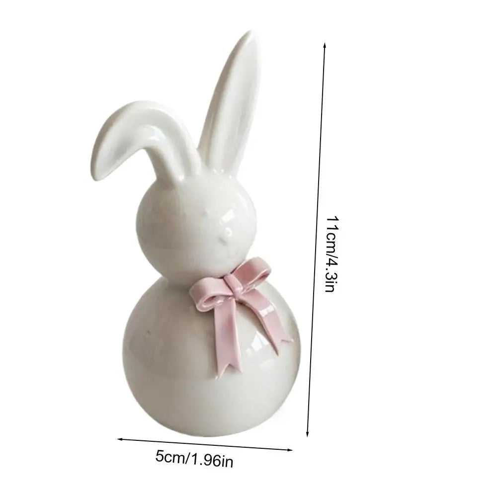 Easter Bunny Ornament Cute Ceramic Desktop Decoration Art Craft Home Decor Present Easter Rabbit Sculpture Easter Home Decor Oasis Select pinks 1PC