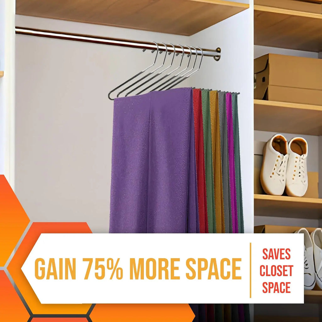 20pcs Pants Hangers Non-Slip, Heavy Duty Strong Stainless Steel Trouser Racks, Open Ended Jeans Hangers for Closet Space Saver Oasis Select
