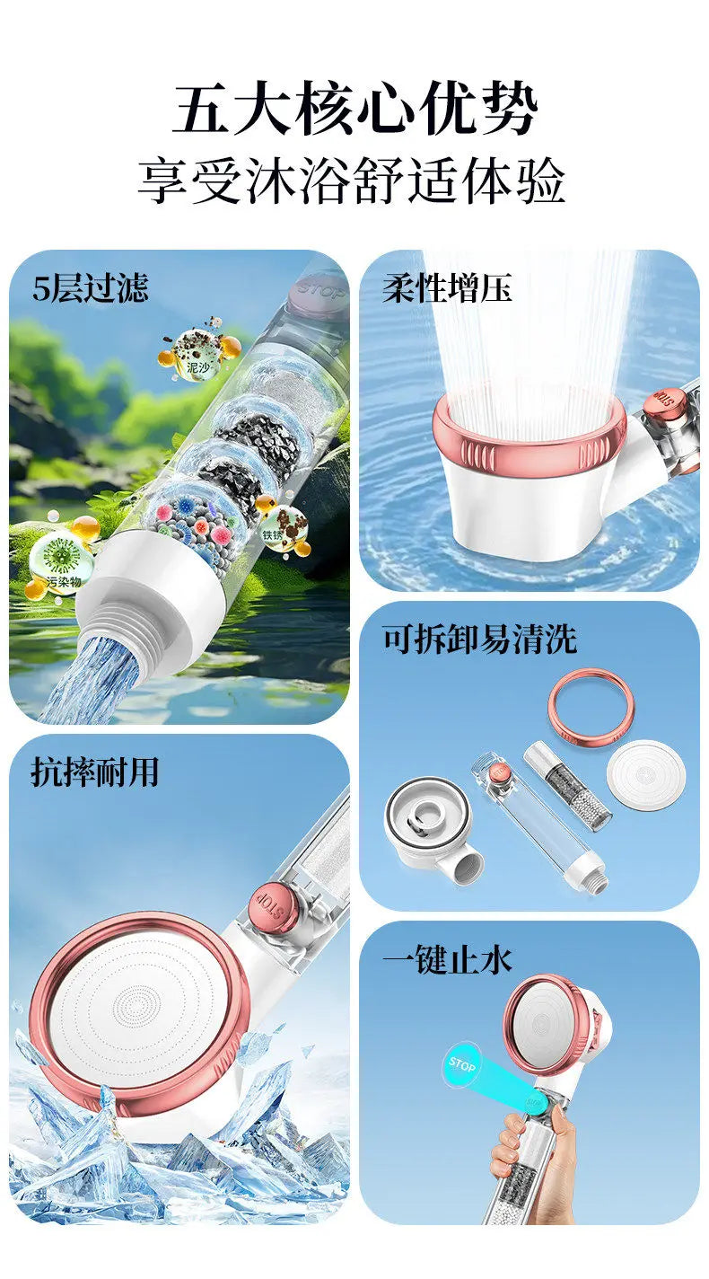 Strong Filtration Chlorine Removal 3 Modes Shower Head Water Saving Spray Nozzles Big Boost Shower Set Bathroom Accessories Oasis Select