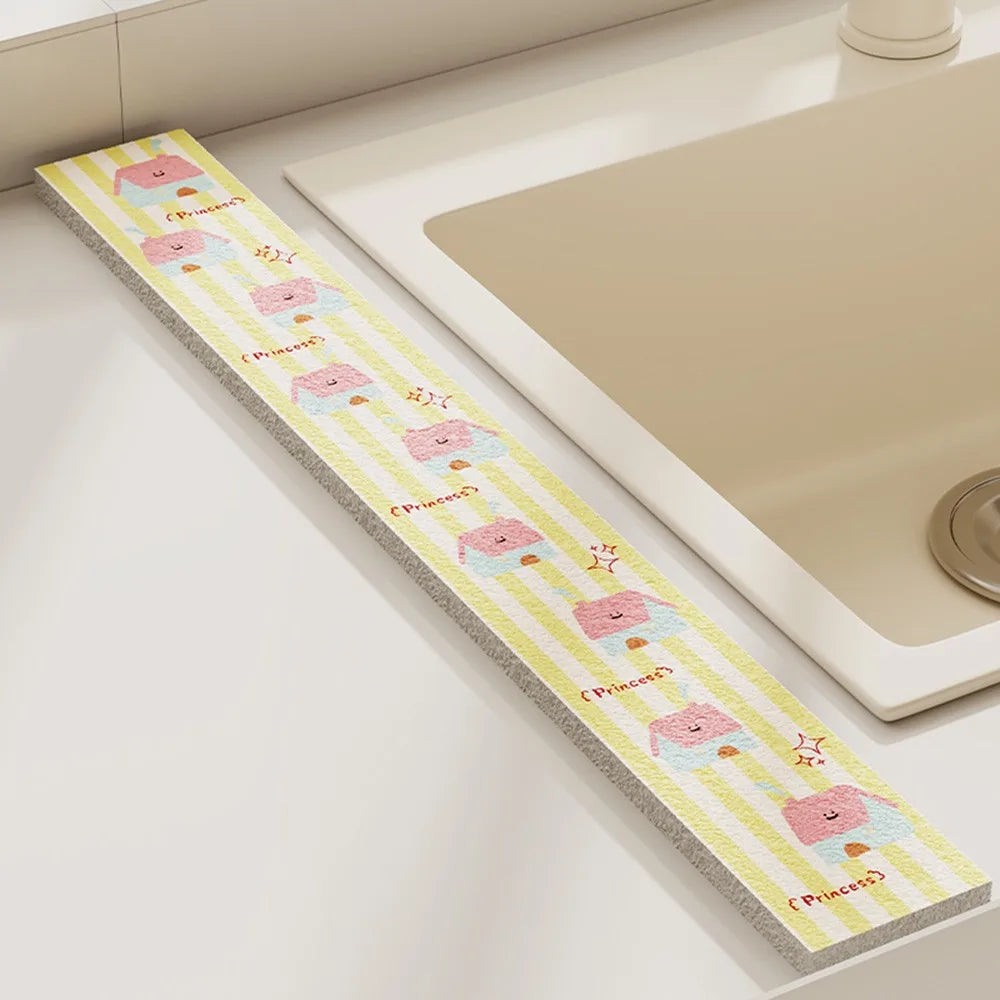 Cute Wood Pulp Cotton Sink Countertop Absorbent Pad Cartoon Quick Dry Sponge Mat Splash-proof Dish Drying Mat Kitchen Supplies Oasis Select 01